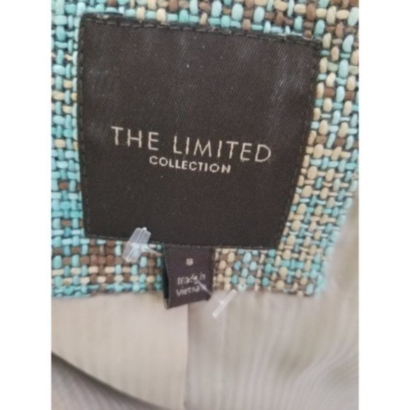 The Limited Cropped Plaid Blazer in Blue and Brown - Picture 5 of 6